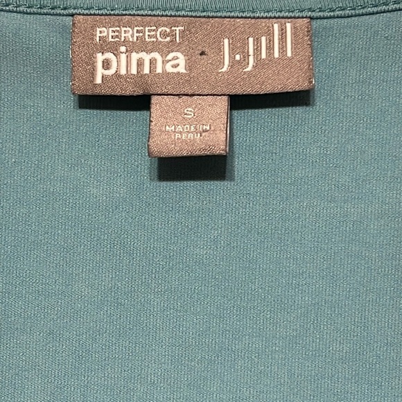 J. Jill Teal Perfect Pima Cotton Shirt Dress Small Scoop Neck 1/4 Sleeve Stretch - Picture 5 of 9